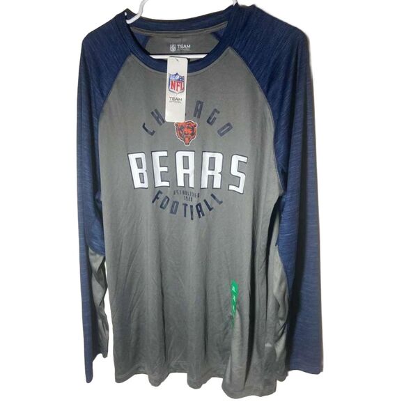 Chicago Bears NFL Mens Gray Navy Long Sleeve Shirt Tee Size XL Performance NWT - Picture 5 of 7